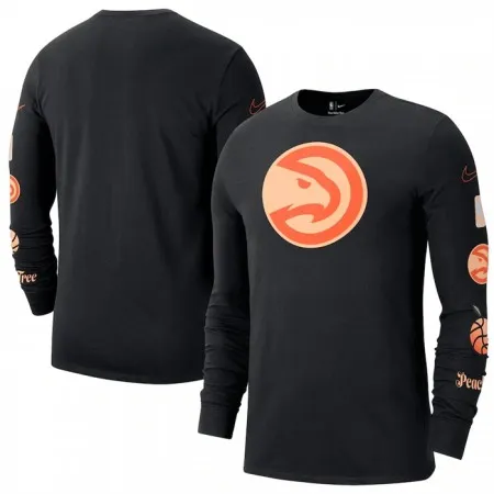 Men's Atlanta Hawks Black 2022/23 City Edition Essential Expressive Long Sleeve T-Shirt 66KE