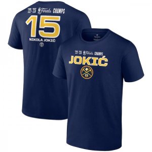 Men's Denver Nuggets #15 Nikola Jokic Navy Name & Number T-Shirt 27SU