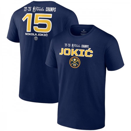 Men's Denver Nuggets #15 Nikola Jokic Navy Name & Number T-Shirt 27SU