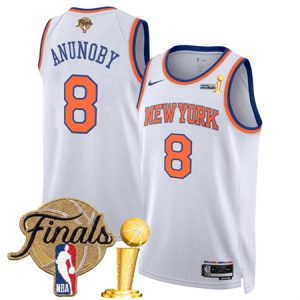 Youth New York Knicks #8 OG Anunoby White 2026 Finals Patch And Finals Champions Patch Association Edition Stitched Basketball Jersey