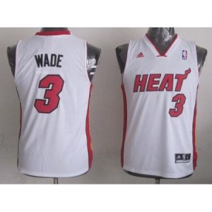 Youth Miami Heat #3 Dwyane Wade White NBA Jersey