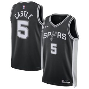 Youth San Antonio Spurs #5 Stephon Castle Nike Black Swingman Icon Edition Jersey