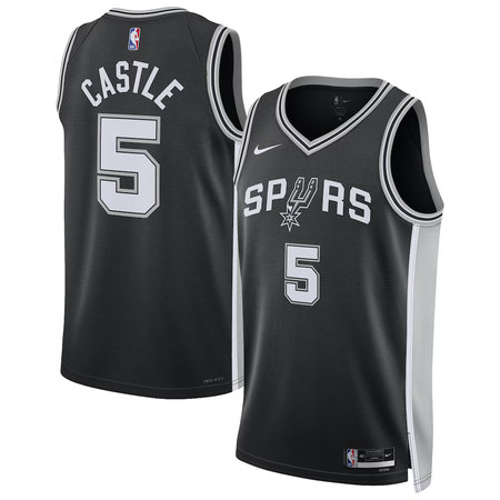 1dd5105ce70336d919aa206aefb57bfd.jpeg Youth San Antonio Spurs #5 Stephon Castle Nike Black Swingman Icon Edition Jersey