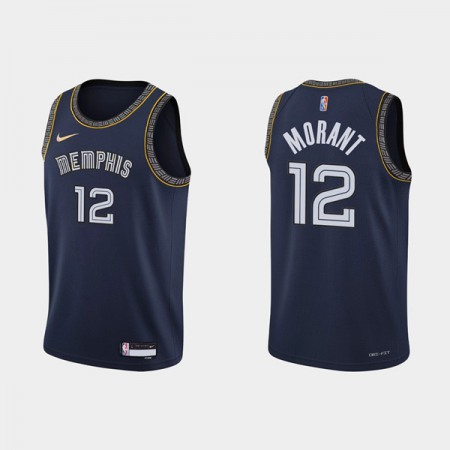 Men's Memphis Grizzlies #12 Ja Morant 75th Anniversary 2021 Navy Swingman Stitched Jersey AIKT