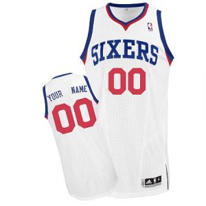 Men's Philadelphia 76ers White Authentic Custom Jersey