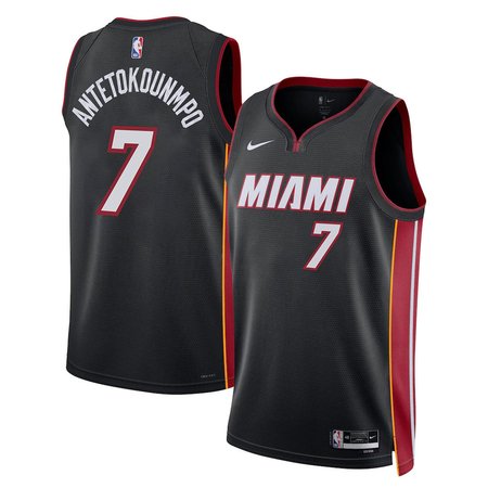 2266342604b8cbd513d449612eaf9fc7.jpeg Women's Miami Heat #34 Giannis Antetokounmpo Nike Black Swingman Icon Edition Jersey