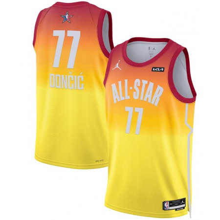 Men's 2023 All-Star #77 Luka Doncic Orange Game Swingman Stitched Basketball Jersey FJNT