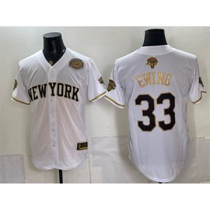 Men's New York Knicks #33 Patrick Ewing White 2026 Finals & Eastern Conference Champions Patch Jersey