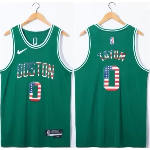Men's Boston Celtics #0 Jayson Tatum USA Flag Green Stitched Jersey H960