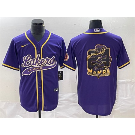 24e7fe33cc08a11e0c8af4fb3e3a0126.jpeg Men's Los Angeles Lakers Purple #24 Mamba Big Logo Cool Base Stitched Baseball Jersey Q64F