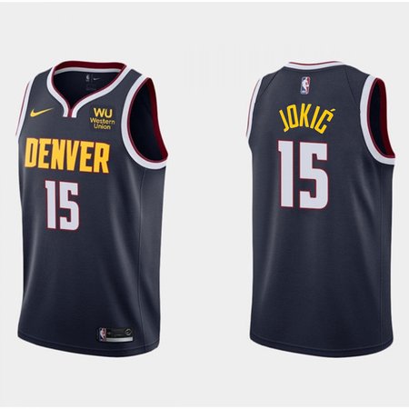 Men's Denver Nuggets #15 Nikola Jokic Navy Icon Edition Stitched Jersey WWIT
