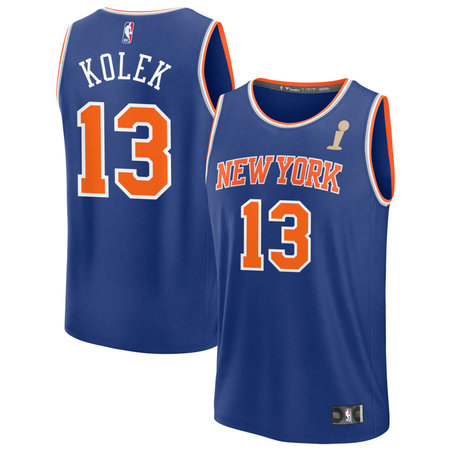 Men's New York Knicks #13 Tyler Kolek Blue 2026 NBA Finals Champions Fast Break Icon Edition Jersey