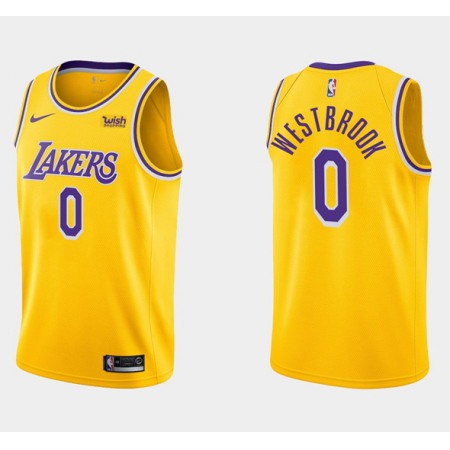 Men's Los Angeles Lakers #0 Russell Westbrook Yellow Stitched Basketball Jersey KNFU