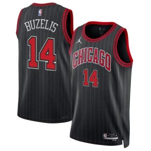 Men's Chicago Bulls #14 Matas Buzelis Black 2024 Draft Statement Edition Stitched Basketball Jersey 6B0C
