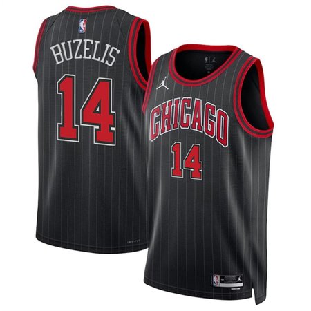 Men's Chicago Bulls #14 Matas Buzelis Black 2024 Draft Statement Edition Stitched Basketball Jersey 6B0C