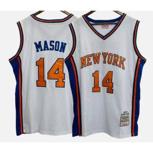 Men's New York Knicks #14 Anthony Mason White 1991-92 Jersey