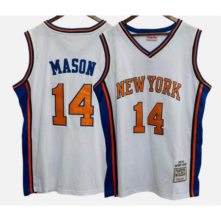 Men's New York Knicks #14 Anthony Mason White 1991-92 Jersey