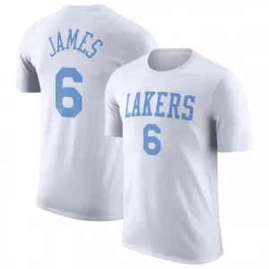Men's Los Angeles Lakers #6 LeBron James White 2022/23 Classic Edition Name & Number T-Shirt