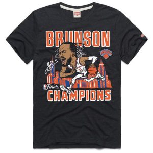 Men's New York Knicks Jalen Brunson Homage Charcoal 2026 NBA Finals Champions Signature Tri-Blend T-Shirt