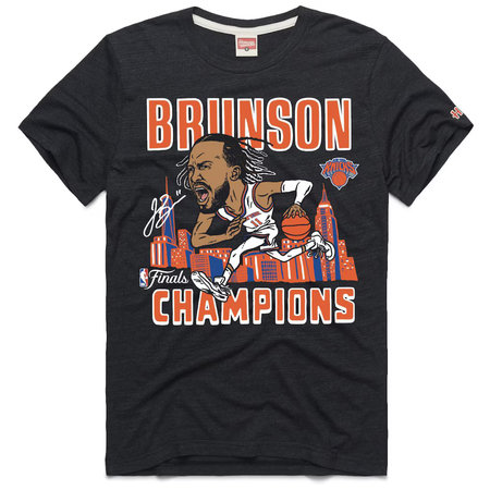 2a97d70b11b6e1ab87d96939b42c2424.jpeg Men's New York Knicks Jalen Brunson Homage Charcoal 2026 NBA Finals Champions Signature Tri-Blend T-Shirt