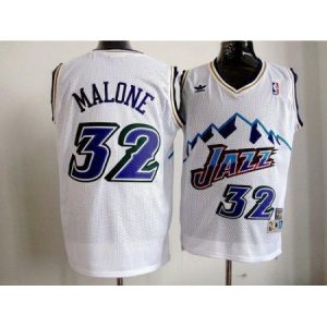 Jazz #32 Karl Malone White Throwback Stitched NBA Jersey 1Q0L