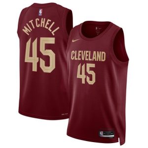 Men's Cleveland Cavaliers #45 Donovan Mitchell Wine Swingman Icon Edition Jersey