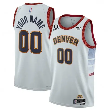 Men's Denver Nuggets White 2022/23 Icon Edition With NO.6 Patch Custom Jersey