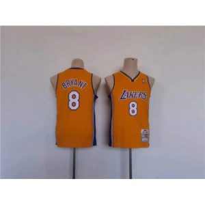 Youth Los Angeles Lakers #8 Kobe Bryant Yellow Stitched Basketball Jersey H158