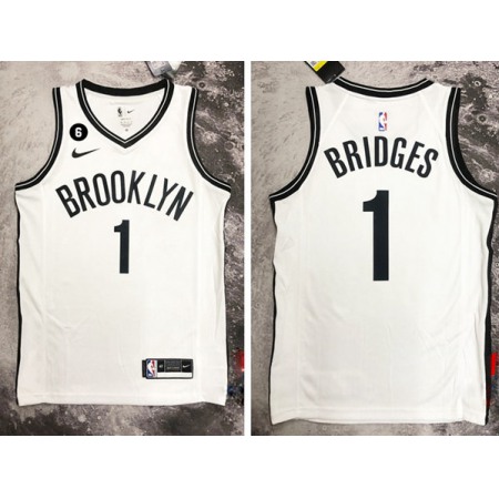 Men's Brooklyn Nets #1 Mikal Bridges White Stitched Basketball Jersey N5GM