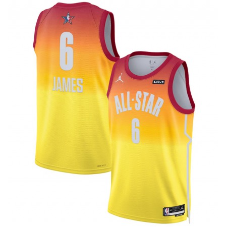 Men's 2023 All-Star #6 LeBron James Orange Game Swingman Stitched Basketball Jersey L12D