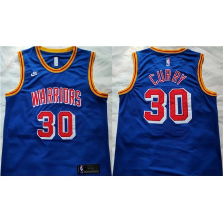 Men's Golden State Warriors #30 Stephen Curry Blue Stitched Basketball Jersey XUEC