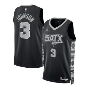 Youth San Antonio Spurs #3 Keldon Johnson Black Swingman Statement Edition Jersey