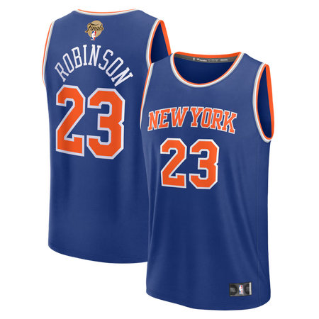 Youth New York Knicks #23 Mitchell Robinson Blue 2026 NBA Finals Patch Fast Break Icon Edition Replica Jersey