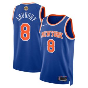 Youth New York Knicks #8 OG Anunoby Nike Blue 2026 NBA Finals Patch Swingman Icon Edition Jersey