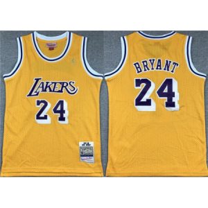 Youth Los Angeles Lakers #24 Kobe Bryant Yellow Stitched Basketball Jersey 22O9
