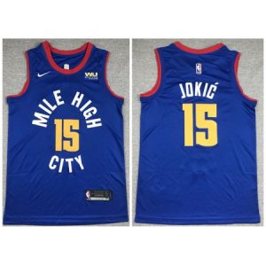 Men's Denver Nuggets #15 Nikola Jokic Blue Stitched Jersey KKBE