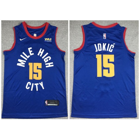 Men's Denver Nuggets #15 Nikola Jokic Blue Stitched Jersey KKBE