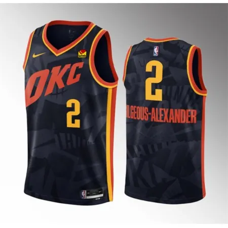 Men's Oklahoma City Thunder #2 Shai Gilgeous-Alexander Black 2023/24 City Edition Stitched Basketball Jersey OCP3