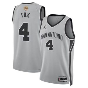 Youth San Antonio Spurs #4 De'Aaron Fox Silver 2026 NBA Finals Patch Swingman Statement Edition Jersey