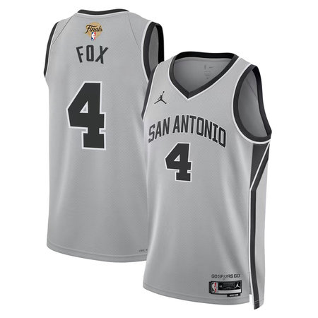 Youth San Antonio Spurs #4 De'Aaron Fox Silver 2026 NBA Finals Patch Swingman Statement Edition Jersey