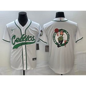 3b95c2dd610b67b38456a2eb05856446.jpeg Men's Boston Celtics White Team Big Logo With Patch Stitched Baseball Jersey 5V3R