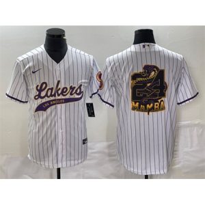 3c7d25cc50750bd186f061d6c20c3de8.jpeg Men's Los Angeles Lakers White #24 Mamba Big Logo Cool Base Stitched Baseball Jersey L33J