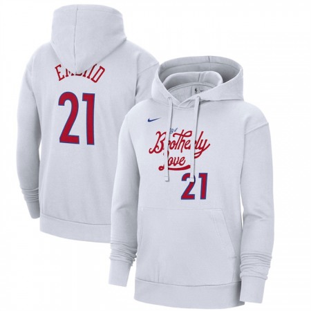 3caba652dc1e5e9c5bb599ee7e694bef.jpeg Men's Philadelphia 76ers #21 Joel Embiid White 2022/23 City Edition Name & Number Essential Pullover Hoodie