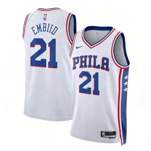 Youth Philadelphia 76ers #21 Joel Embiid White 2022/23 Swingman Association Edition Jersey