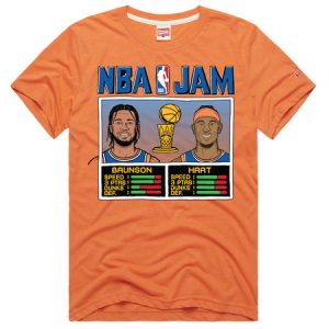 Men's New York Knicks Josh Hart & Jalen Brunson Homage Orange 2026 NBA Finals Champions Jam Tri-Blend T-Shirt