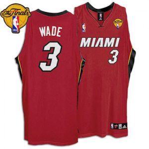 Youth Miami Heat #3 Dwyane Wade Red Finals Patch NBA Jersey