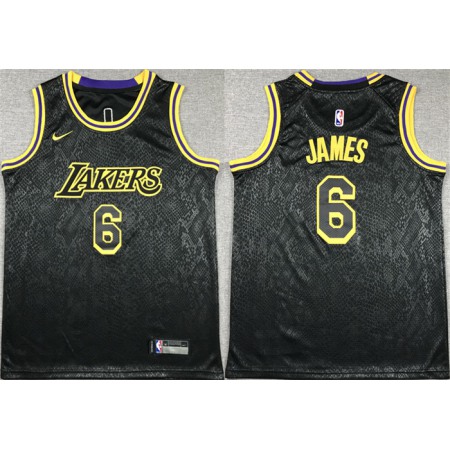 Youth Los Angeles Lakers #6 LeBron James Black Stitched Basketball Jersey 7QY7