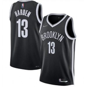 Men's Brooklyn Nets #13 James Harden 75th Anniversary Black Stitched Basketball Jersey 6XO3