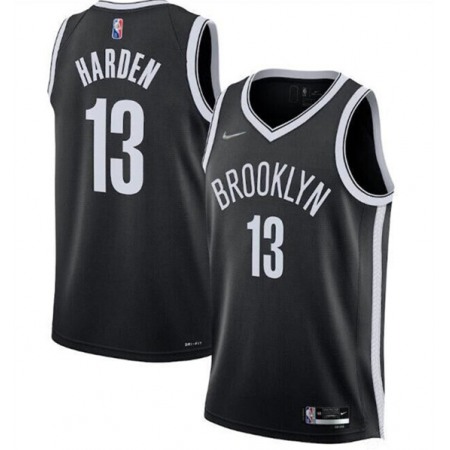 Men's Brooklyn Nets #13 James Harden 75th Anniversary Black Stitched Basketball Jersey 6XO3