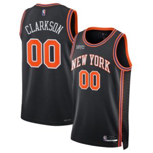 Men's New York Knicks #00 Jordan Clarkson Black Stitched Basketball Jersey XMTM